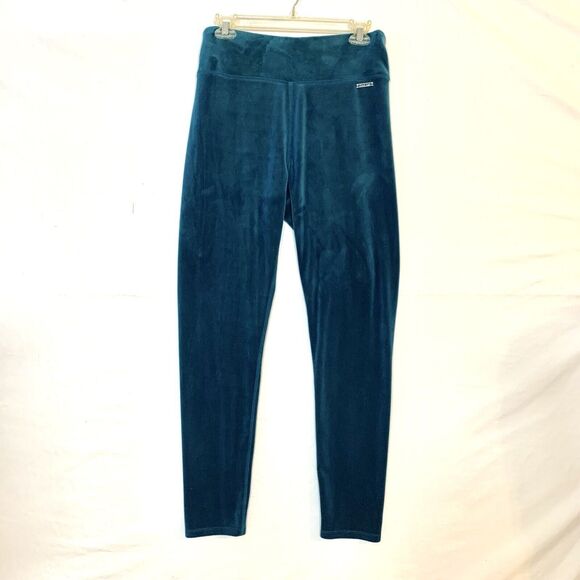 Calvin Klein Velour Pants Set Womens Medium Teal Blue Stretch Comfort Lounge - Picture 8 of 12